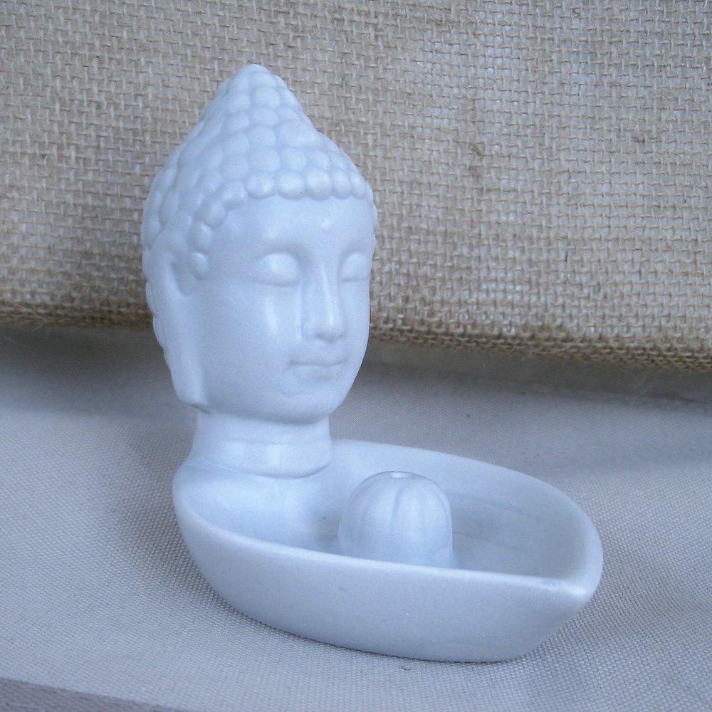 Porcelain Buddha Head Stick Incense Burner Holder